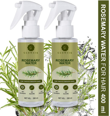 GLOWSIK Rosemary Water For Hair Growth | Mist Spray for Hair Fall Control & Hair Shine(400 ml)