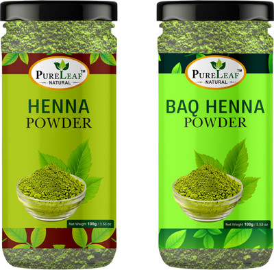 PURELEAF Henna & BAQ Henna Powder Combo for Natural Hair Color & Shine | Each(100 g)