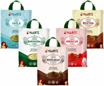 NARTI amla reetha shikakai bhringraj hibiscus powder each pack of(300 g)