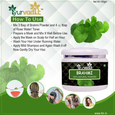 iyurvadik BRAHMI NATRUAL POWDER | Hair care | brain booster(300 g)