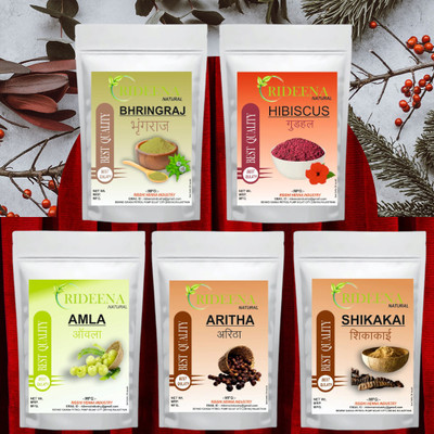 Rideena Natural and Best Amla,Reetha,Shikakai,Bhringraj,Hibiscus powder hair growth(250 g)