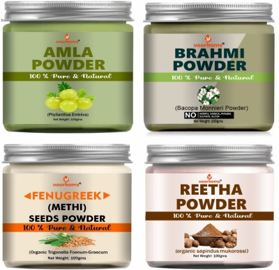 voorkoms Brahmi Amla Methi Reetha Powder Natural Wellness Blend 400 G Pack of 4(400 g)