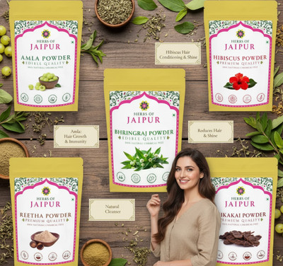 HERBS OF JAIPUR Amla, Reetha, Shikakai, Bhringraj Hibiscus Powder - Hair Combo Pack(250 g)