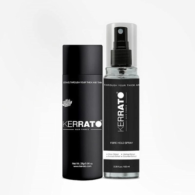 KERRATO HAIR FIBRES Hair Fibre 28gm(MEDIUM BROWN) and FIbreHold Spray (100ml)|Hair Fiber Combo(128 g)