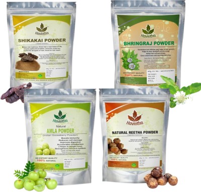 Havintha Amla Reetha Shikakai & Bhringraj Powder For Hair - Each 100 gm (Combo Pack)(400 g)