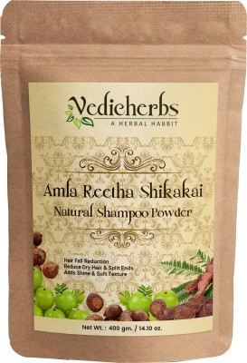 Vedicherbs Amla, Reetha & Shikakai Natural Shampoo Powder for Hair Growth & Damaged Hair(400 g)