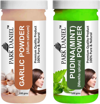 PARK DANIEL Pure & Natural Garlic Powder & Pudina(Mint)Powder Combo Pack of 2 Bottles of 100 gm (200 gm )(200 ml)