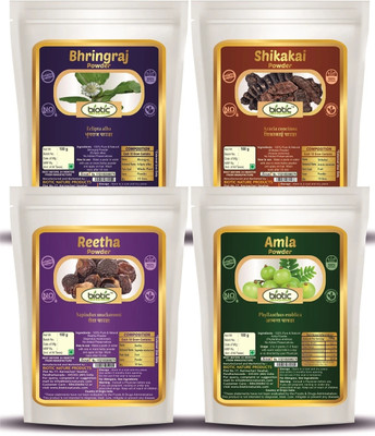 biotic Bhringraj, Shikakai, Reetha and Amla Powder (100g each)(400 g)