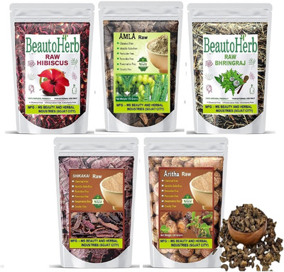 Beautoherb combo Amla Aritha Shikakai Bringraj Hibiscus Raw(500 g)