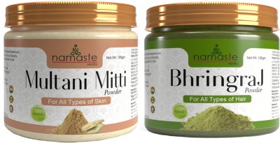 Namaste Veda Multani mitti & Bhringraj powder Combo for Hair growth,HairFall,Dandruff,skin(200 g)