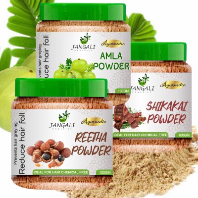 Pure Jangali Organics Amla |Reetha | Shikakai Powder for DIY Hair Care (300 g)(300 g)