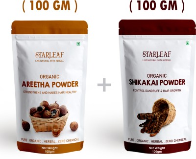 Starleaf Natural Aritha & Shikakai Powder for Hair, Pack of 2 each 100gm(100 g)