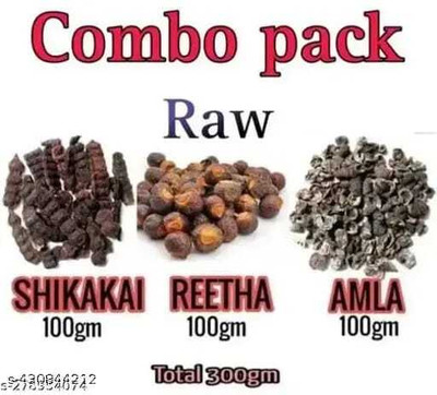 JKB TRADERS Amla, Reetha and Shikakai Raw Form Each-100g (300 g)(300 g)