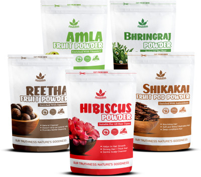 Havintha Amla, Reetha,Shikakai, Bhringraj, Hibiscus powder for hair (Combo Pack of 5) - Each 50 grams(250 g)