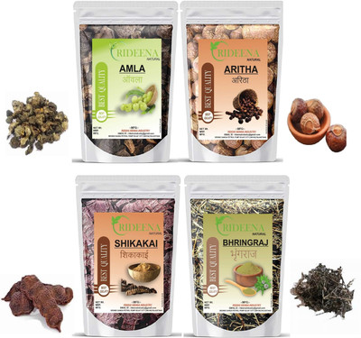 Rideena Pure Natural Amla Reetha Shikakai Bhringraj raw 400gm Each 100gm(400 g)