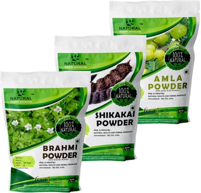 Natural health Products Brahmi, Amla, Shikakai Powder for Hair Care Combo Hair Fall Pack Shine Hair(300 g)