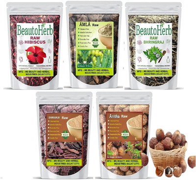 Beautoherb Amla Aritha Shikakai Bringraj Hibiscus Raw Hiar(500 g)
