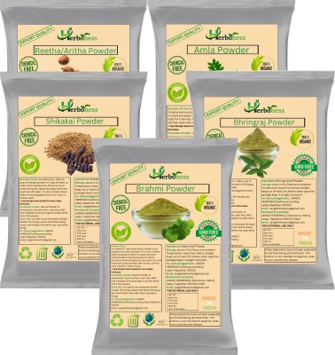 Herboness Amla Reetha Shikakai Bhringraj and Brahmi Powder For Hair Care(50gm Each(200 g)