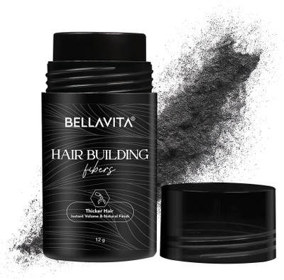 BELLAVITA Hair Building Fibers Black | Adds Volume & Natural Finish(12 g)