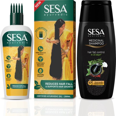 sesa Ayurvedic Hair Growth Oil 200ml + Anti Hair-Fall Shampoo 200ml (Combo Pack of 2)(400 ml)