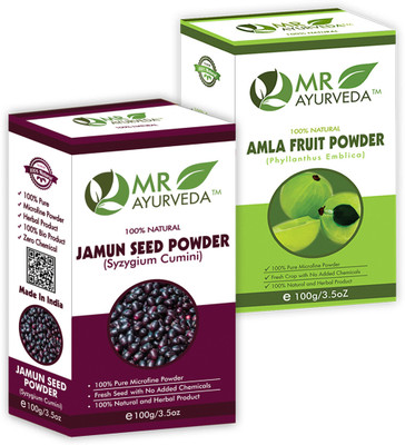 MR Ayurveda Jamun Seed Powder and Amla Powder - Combo Pack(200 g)