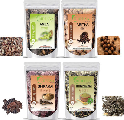 Rideena Natural Amla Reetha Shikakai Bhringraj raw 400gm Each 100gm(400 g)