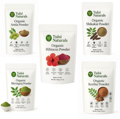 Tulsi Naturals Amla, Reetha, Shikakai, Bhringraj & Hibiscus Powder | For Hair Growth(500 g)