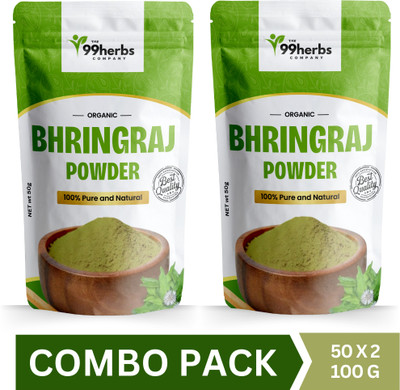 The 99 Herbs Company The 99 Herbs Bhringraj Powder | Pure & Natural Hair Growth (Pack of 2)(100 g)