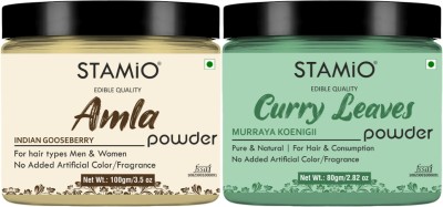 STAMIO Amla and Curry Leaves Powder 180 gm Combo Pack for Hair Care Mask(180 g)