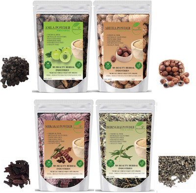 Beautoherb Natural amla reetha shikakai bhringraj raw for nourishment & moisturization(400 g)