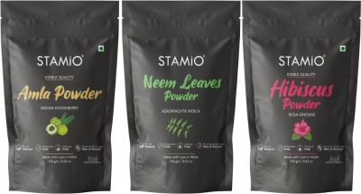STAMIO Amla Hibiscus Neem Powder 750 gm Combo Pack for Hair Care Mask, DIY(750 g)