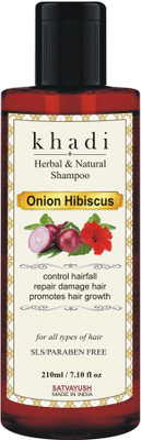 Satvayush Khadi Red Onion Hibiscus Shampoo - Natural & Herbal SLS-Paraben free(210 ml)
