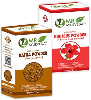 MR Ayurveda Katha Powder & Hibiscus Powder - Set of 2(200 g)