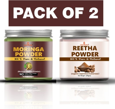 voorkoms Moringa With Reetha Powder 100G Each Jar For Hair and Skin Care Powder(200 g)