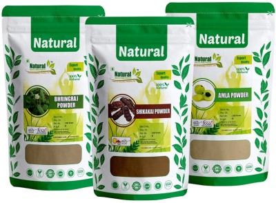 Natural Health and Herbal Products Bhringraj Powder, Amla Powder and Shikakai Powderfor Hair Care Combo - 300Gram(100 g)