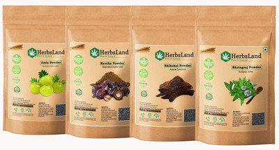 HerbsLand Amla Reetha Shikakai Bhringraj (Natural conditioning & shampoo) (125 gm Each)(500 g)