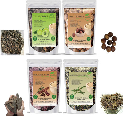 Beautoherb Natural Amla Reetha Shikakai Bhringraj Raw Combo(400 g)