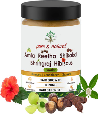 VEGAN ROOTS Amla Reetha Shikakai Bhringraj Hibiscus 150g formulated Mix Powder for Hair(150 g)