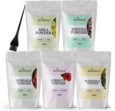 Bhumittra Amla, Reetha, Shikkakai, Bhringraj and Hibiscus Powder 500g(Pack of 5*100g each)(500 g)