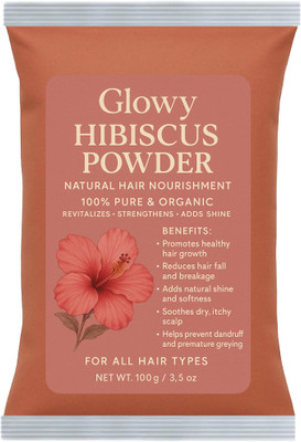 GLOWY Hibiscus Powder – Boost Hair Growth, Control Dandruff & Enhance Natural Shine(100 g)