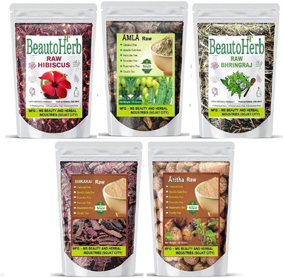 Beautoherb Amla reetha Shikakai Bhringraj hibiscus raw for hair(500 g)