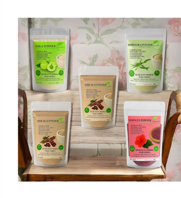 Beautoherb New Amla Aritha Shikakai Hibiscus Bhringraj Powder(250 g)