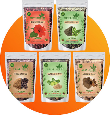 Aravliherb New pack Amla Reetha Shikakai Bhringraj Hibiscus raw(500 g)