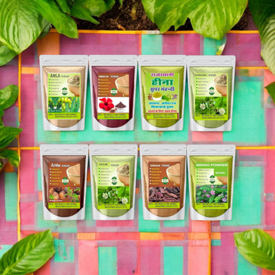 Beautoherb New Amla,Reetha,Shikakai,Bhringraj,Hibiscus,Brahmi,Indigo,Henna Hair(399 g)