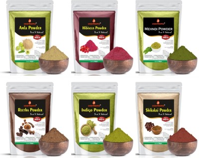 voorkoms Shikakai, Reetha, Amla, Mehndi, Hibiscus & Indigo Powder For Hair Care Powder(300 g)