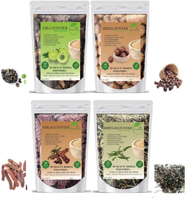 Beautoherb Natural Amla Reetha Shikakai Bhringraj Raw for dryness care(400 g)