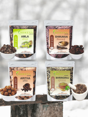 Rideena Export & organic Dry Amla Raw Reetha Raw Shikakai Raw Bhringrj Raw(400 g)