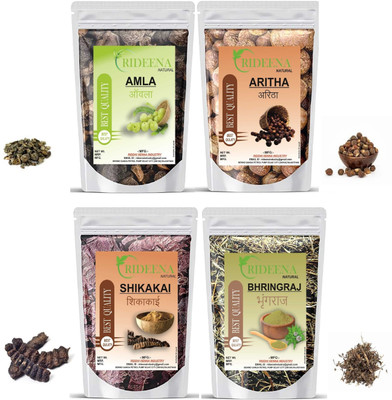 Rideena Pure Amla Reetha Shikakai Bhringraj raw 100x4=400 For Hair Growth(400 g)