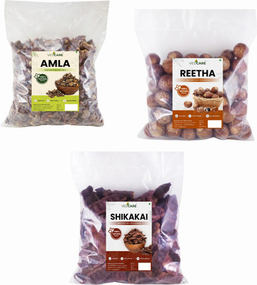 Vedcare Whole Dried Amla, Reetha, Shikakai Raw Form for Hair Care Combo Each 100Gms(300 g)