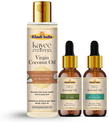 Kayee Ayurveda Khadi Coconut Hair Oil with Rosemary and Tea Tree for Scalp Care(130 ml)
